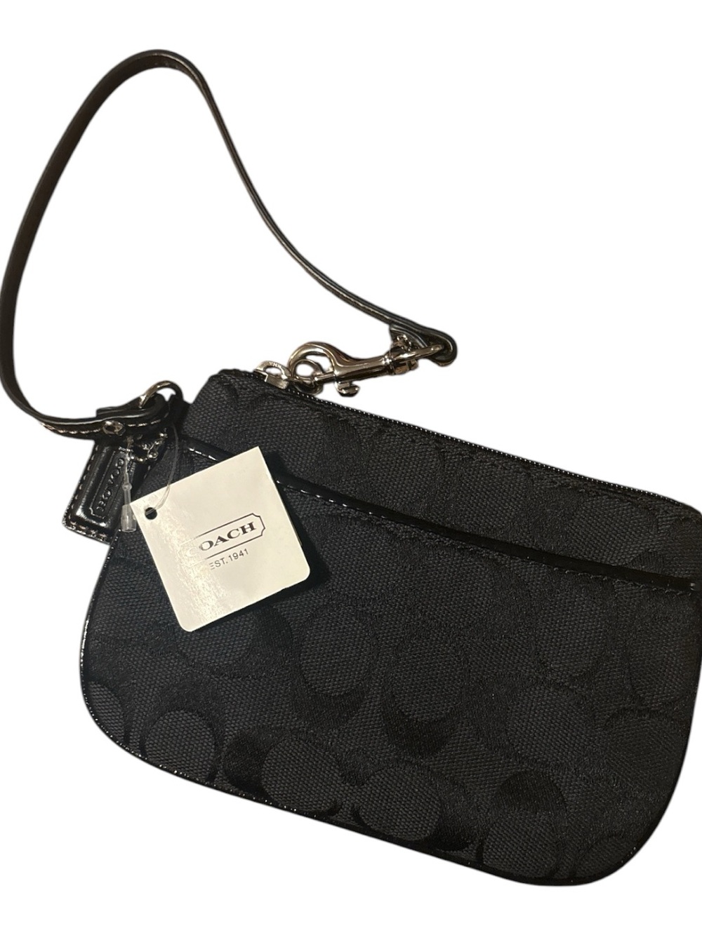 Coach Black Signature Zip Wristlet